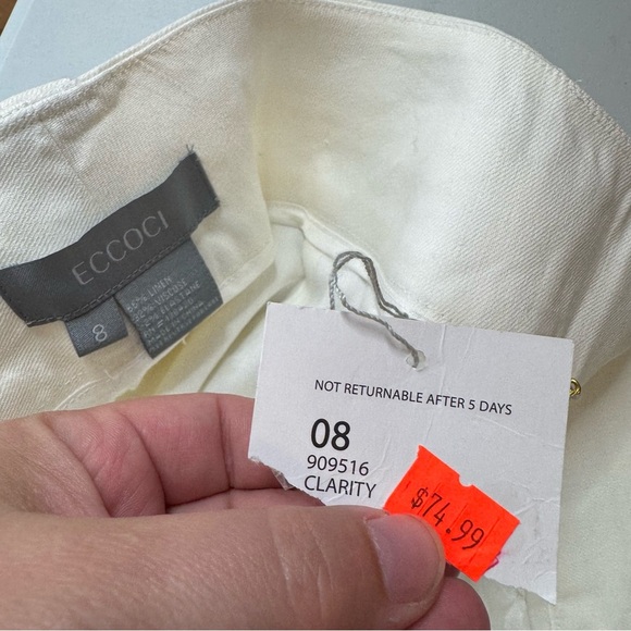 Eccoci NWT White Linen Blend Wide Leg Pants Size 8 - Picture 5 of 5
